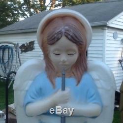 3 Christmas TPI Blow Mold Angels / Blue Angel With Horn 34 Tall Lighted Yard