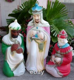 3 Pc WISE MEN Blow Mold Christmas Yard Vintage Nativity Magi King HUGE 35PickUP