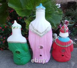 3 Pc WISE MEN Blow Mold Christmas Yard Vintage Nativity Magi King HUGE 35PickUP