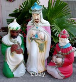 3 Pc WISE MEN Blow Mold Christmas Yard Vintage Nativity Magi King HUGE 35PickUP