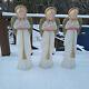 3 Vintage Blow Mold Angels With Trumpets Horn Outdoor Christmas Decor 34 Tall