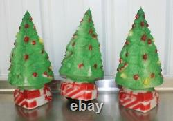 3 Vintage RARE Christmas Tree Blow Mold Carolina Enterprises 13 Tabletop Size