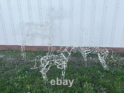 3 Vtg Christmas White Metal Frame Horse Family Yard Decoration For Light Up Rare