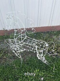 3 Vtg Christmas White Metal Frame Horse Family Yard Decoration For Light Up Rare