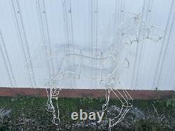 3 Vtg Christmas White Metal Frame Horse Family Yard Decoration For Light Up Rare