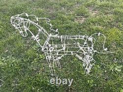 3 Vtg Christmas White Metal Frame Horse Family Yard Decoration For Light Up Rare