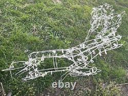 3 Vtg Christmas White Metal Frame Horse Family Yard Decoration For Light Up Rare