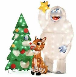 3 pc Set Rudolph and Bumble Animated Outdoor Christmas Decorations