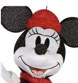 30 Christmas Mickey, Minnie? Mouse & Snowman Lighted Tinsel Yard Decor 3 Piece