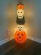 32 Vtg Double Light Empire Blow Mold Halloween Totem Pole Pumpkin Witch Skull