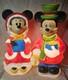 33 1/2 Disney-mickey And Minnie Mouse Blow Molds Christmas Santas Best- Vintage