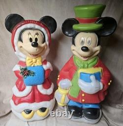 33 1/2 DISNEY-Mickey and Minnie Mouse Blow Molds Christmas Santas Best- Vintage 33 1/2 DISNEY-Mickey and Minnie Mouse Blow Molds Christmas Santas Best- Vintage