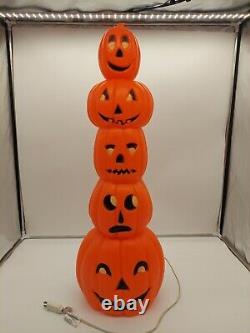 34 Don Featherstone Stacking Pumpkins Totem Pole Blow Mold Tested Mint W Cord