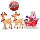 34 Inc. Santas And Reindeer With 245 Mini Lights, Xmas Decoration Outdoor/yard