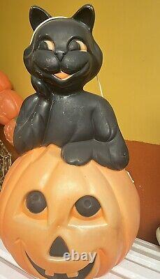 34 Inch blow Mold Cat Sitting In A Pumpkin