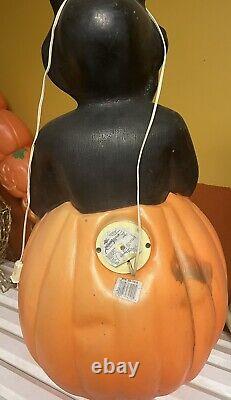 34 Inch blow Mold Cat Sitting In A Pumpkin