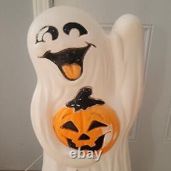 34 Vintage Ghost Pumpkin & Cat Halloween Light-Up Blow Mold made in the USA