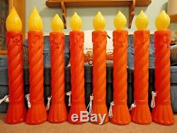 35 Union Blow Mold Christmas Candles Light Up Yard Decor Lot Of 8 Lawn Art Vtg