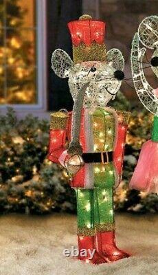 36 Christmas Lighted Nutcracker Mouse & Ballerina Mouse Yard Decor Set of 2