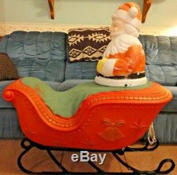 36 Poloron Santa Sleigh Christmas Blow Mold Light Yard Decor Vintage Reindeer