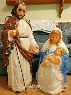 36 Tpi Joseph Mary Jesus Nativity Christmas Blow Mold Light Up Yard Decor Vtg