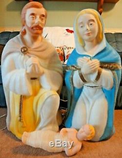 36 XL Poloron Nativity Jesus Mary Joseph Christmas Blow Mold Light Yard Decor