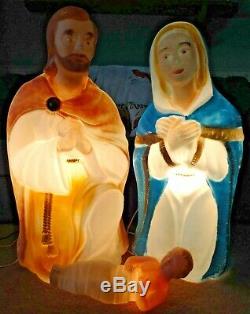 36 XL Poloron Nativity Jesus Mary Joseph Christmas Blow Mold Light Yard Decor