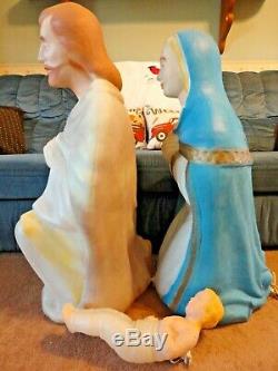 36 XL Poloron Nativity Jesus Mary Joseph Christmas Blow Mold Light Yard Decor