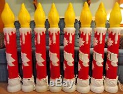 38 Empire Noel Candles Blow Mold Christmas Holly Light Up Yard Decor Lot Of 8