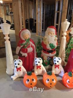 39 Lot Blowmold Christmas Santa's Best Noma TPI Reindeer Green Tree Lolly Pop