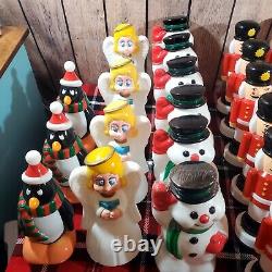 39 Vintage Blow Mold Pathway Light Topper Christmas Elf Reindeer Etc Mixed Lot