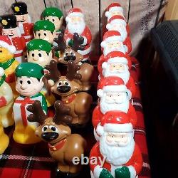 39 Vintage Blow Mold Pathway Light Topper Christmas Elf Reindeer Etc Mixed Lot