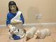 3pc Vtg 60s Beco Lighted Xmas Blowmold Nativity 33shepherd Holding Lamb 2 Sheep