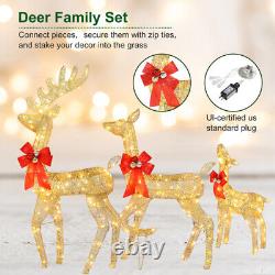 3pcs Elk Decoration Family Elk Golden Iron Frame Cotton Thread Powder Courtyard