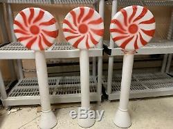 3x 33 UNION RED PEPPERMINT SWIRL LOLLIPOP CHRISTMAS BLOW MOLD LIGHT YARD DECOR