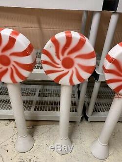 3x 33 UNION RED PEPPERMINT SWIRL LOLLIPOP CHRISTMAS BLOW MOLD LIGHT YARD DECOR