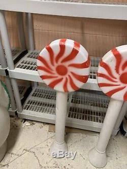 3x 33 UNION RED PEPPERMINT SWIRL LOLLIPOP CHRISTMAS BLOW MOLD LIGHT YARD DECOR