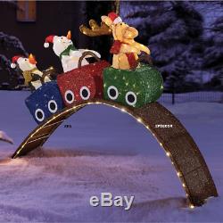 4.6' Christmas Snowman, Moose, Penguin On Lighted Roller Coaster Yard Decor