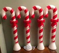 4 Blow Mold Candy Cane Bow Light 30 Christmas Yard Decor Vintage Union Prod
