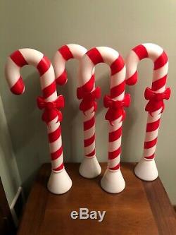 4 Blow Mold Candy Cane Bow Light 30 Christmas Yard Decor Vintage Union Prod