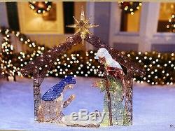 4 Christmas Lighted Outdoor Yard Nativity Scene Tinsel Sculpture Decoration LED