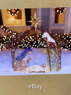 4 Christmas Lighted Outdoor Yard Nativity Scene Tinsel Sculpture Decoration LED