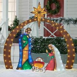 4 Piece Christmas Lighted Outdoor Yard Nativity Scene Decoration Set LED Metal