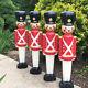 4 Vintage Christmas Blow Mold Toy Soldiers Lighted Yard Decorations Cords Bulbs