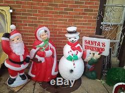 40 Vintage blow Mold Santa, Ms Clause, Snowman, elf Lighted Christmas Outdoor Yard