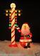 42 Christmas Lighted Tinsel Santa Claus Candy Cane Light Post Yard Decor