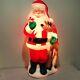 42 Tpi Plastic Blow Mold Lighted Santa Claus With Reindeer Outdoor Decor
