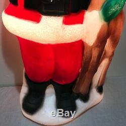 42 TPI Plastic Blow Mold Lighted Santa Claus with Reindeer Outdoor Decor