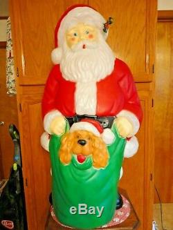 43 Empire Santa Claus Puppy Christmas Blow Mold Light Yard Decor Saint Nick Vtg