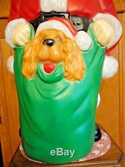 43 Empire Santa Claus Puppy Christmas Blow Mold Light Yard Decor Saint Nick Vtg